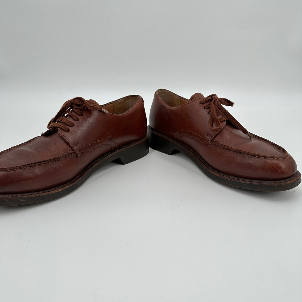 Polo Ralph Lauren Mens Brown Leather Moc Toe Derby Shoes Size 11 D Made in Italy - Picture 3 of 9